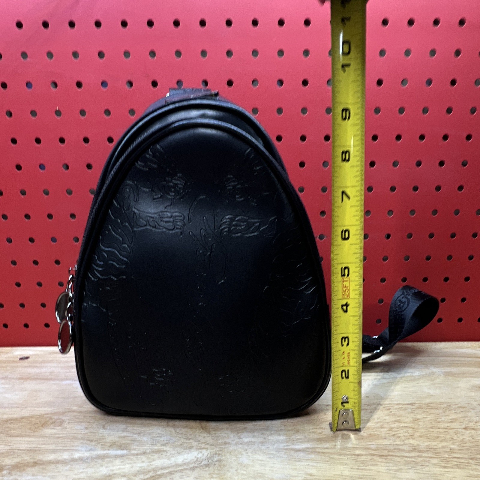 Ed Hardy Black Tiger Embossed Crossbody Bag, Small, Zip, Adjustable Strap