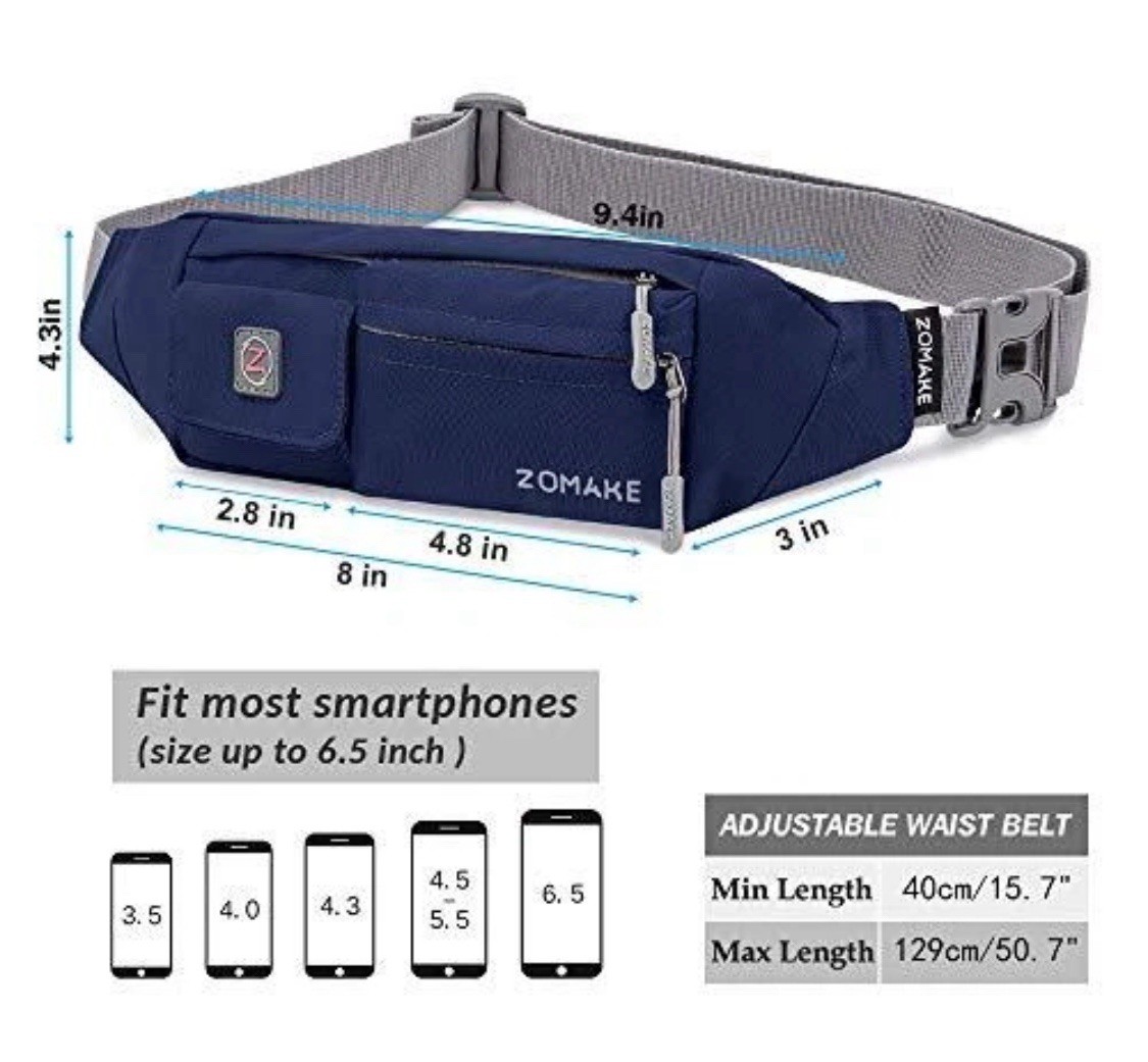 Crossbody Fanny Pack for Women Men:Runners Belt Bag with Small Navy blue