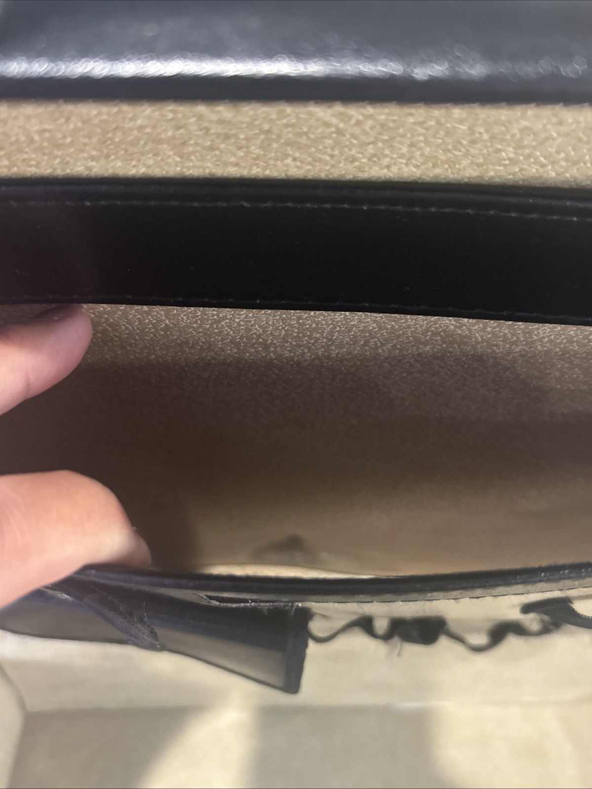 Vintage Black Leather Attache Briefcase with A Lock Dual Push Mechanism