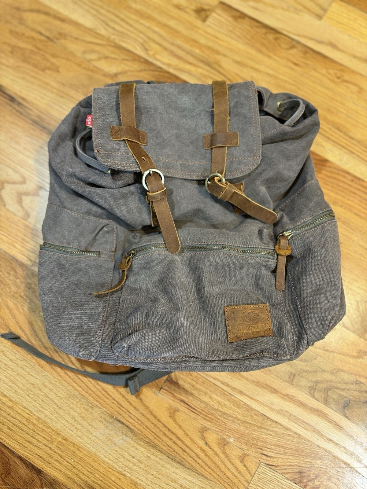 Augur Strauss Canvas Backpack Grey And Green