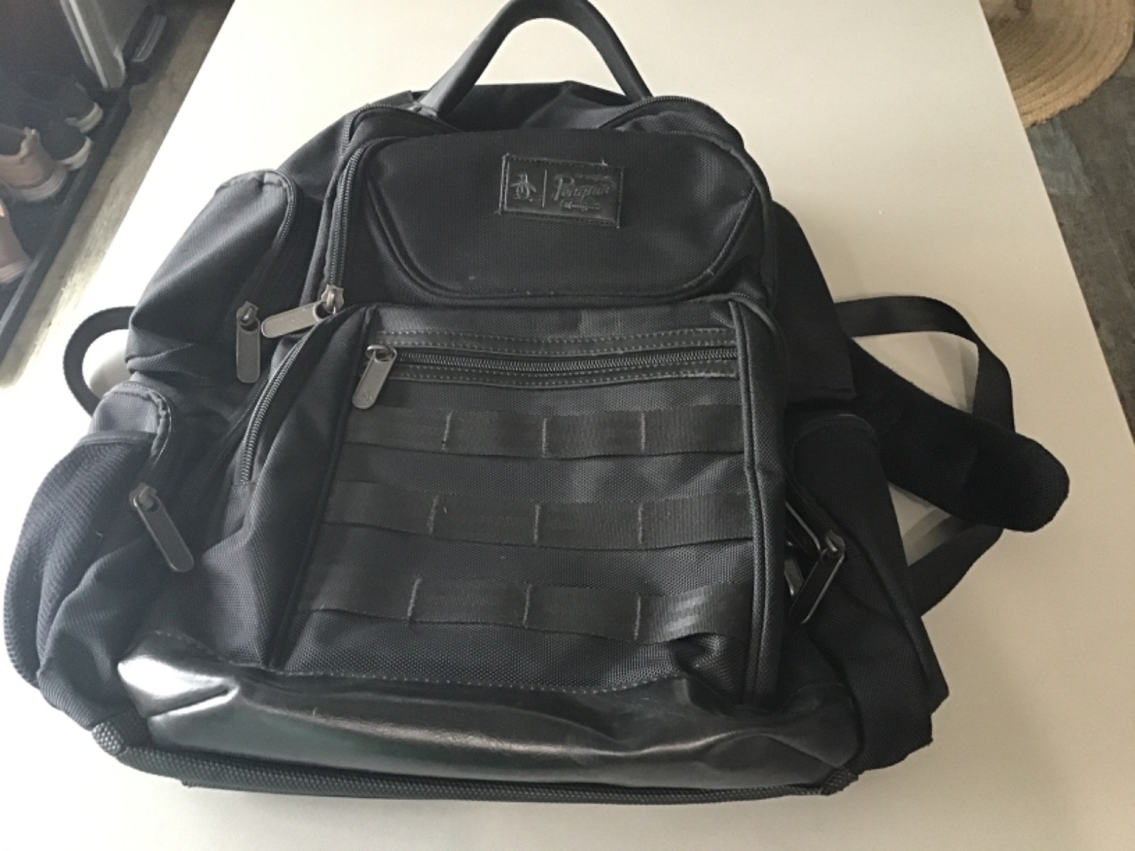 Original Penguin Backpack Carry On Travel Bag Black Odell Collection 9 Pockets
