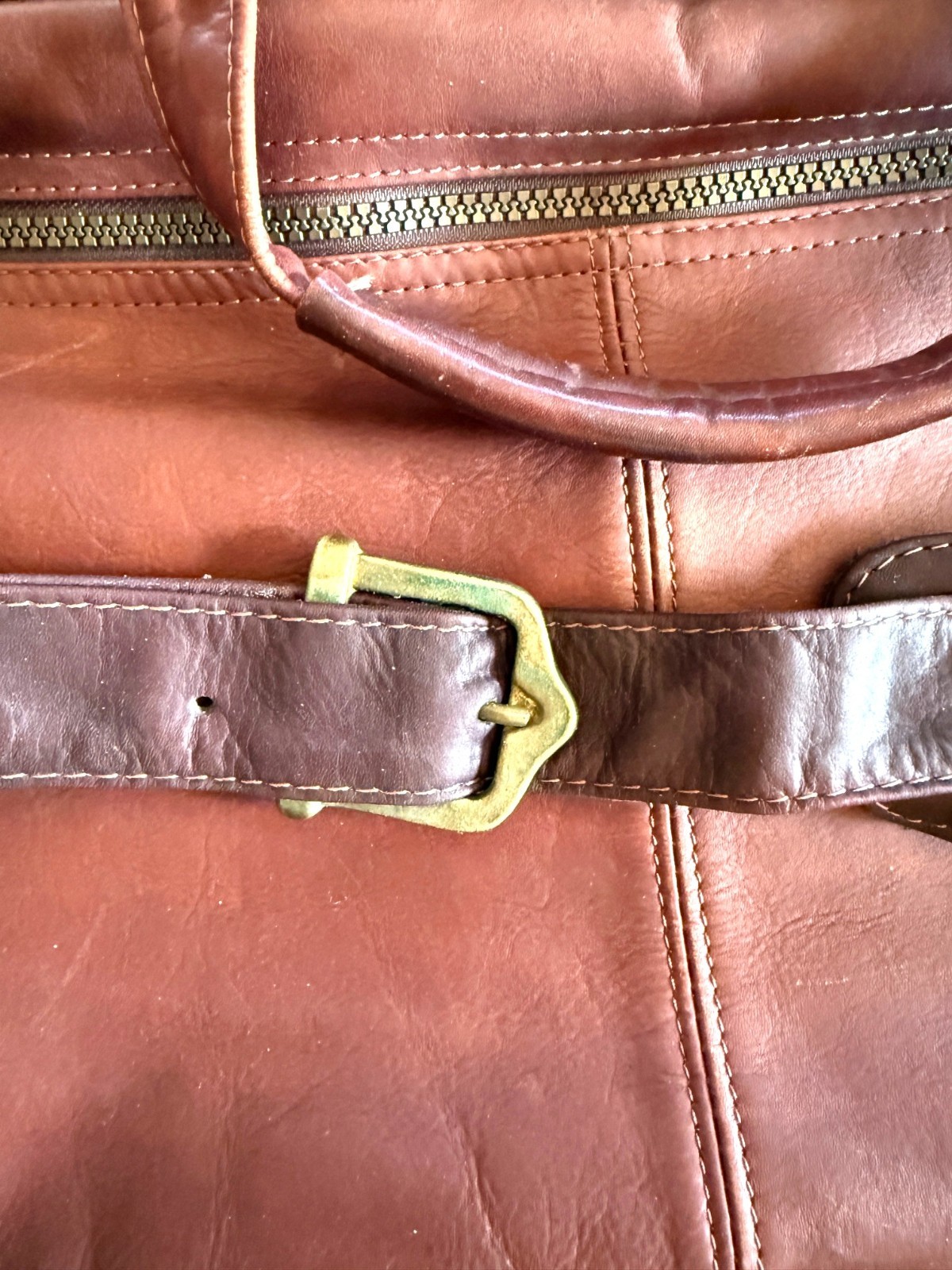 Vintage Leather Briefcase, Maroon Reddish-Brown, Columbia, Many Compartments