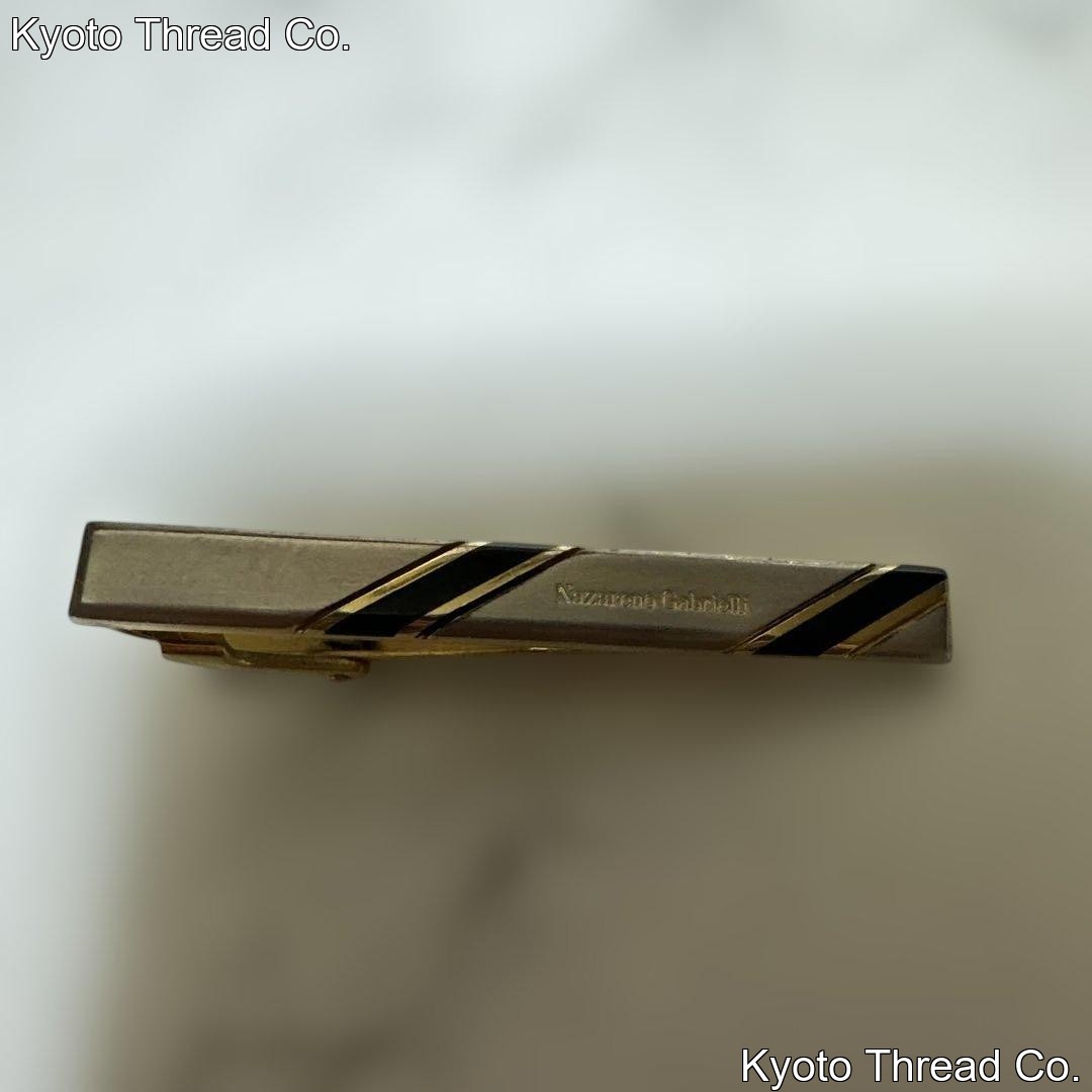 Nazareno Gabrielli Tie Clip Gold Silver Striped Pattern