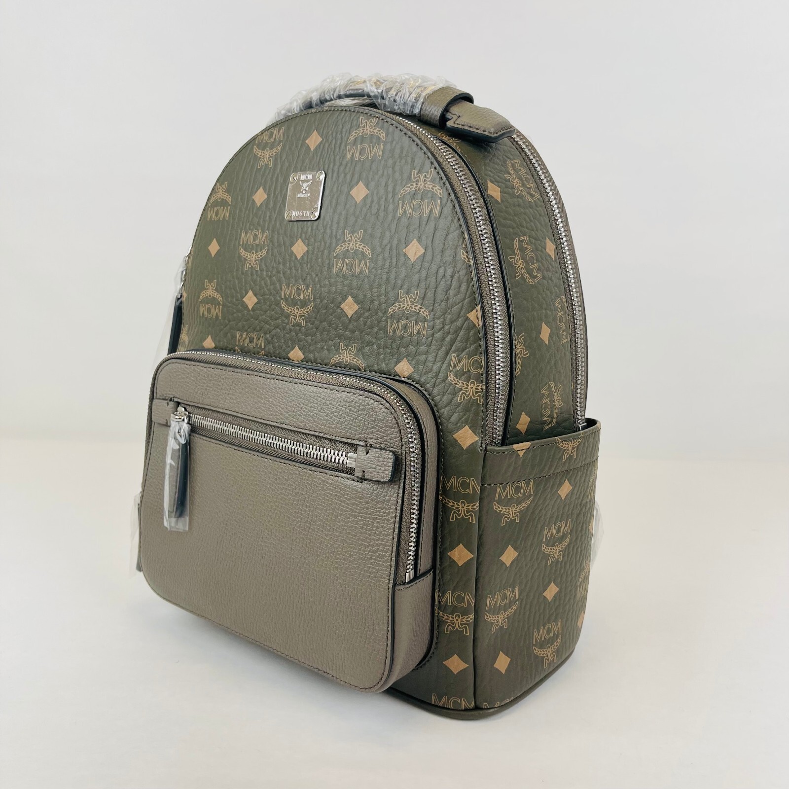 $1190 MCM Green Sea Turtle Visetos Coated Canvas Small Backpack MMKCAVE04JH001