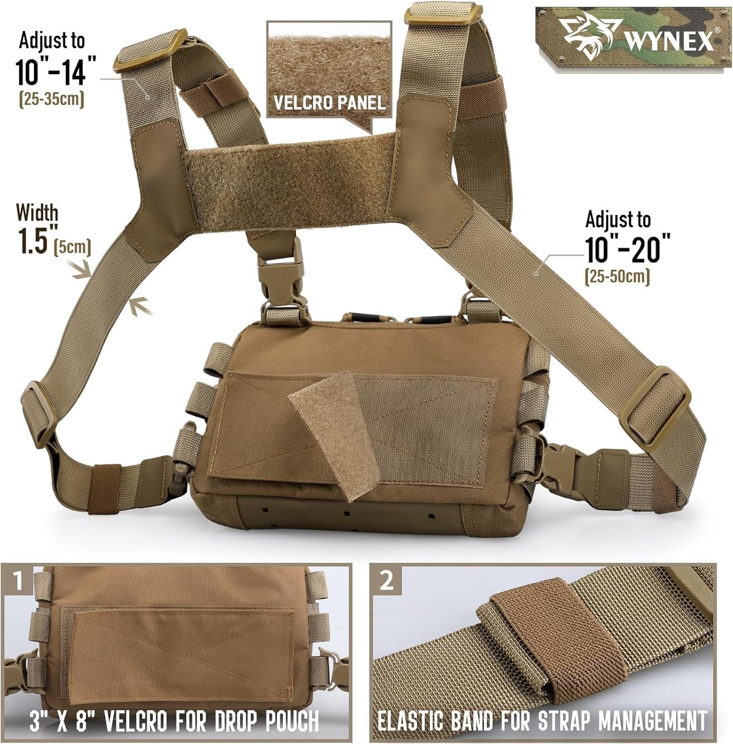 Tactical Chest Rig Pack for Men Running Chest Bag with Front Loop Airso…
