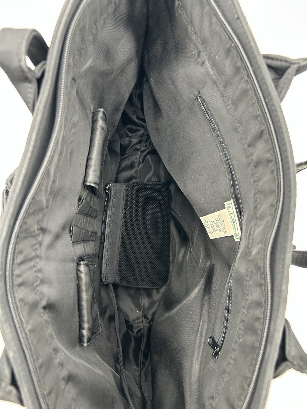 L.L. Bean Large Black Computer Shoulder Tote Bag Multiple Pockets Professional