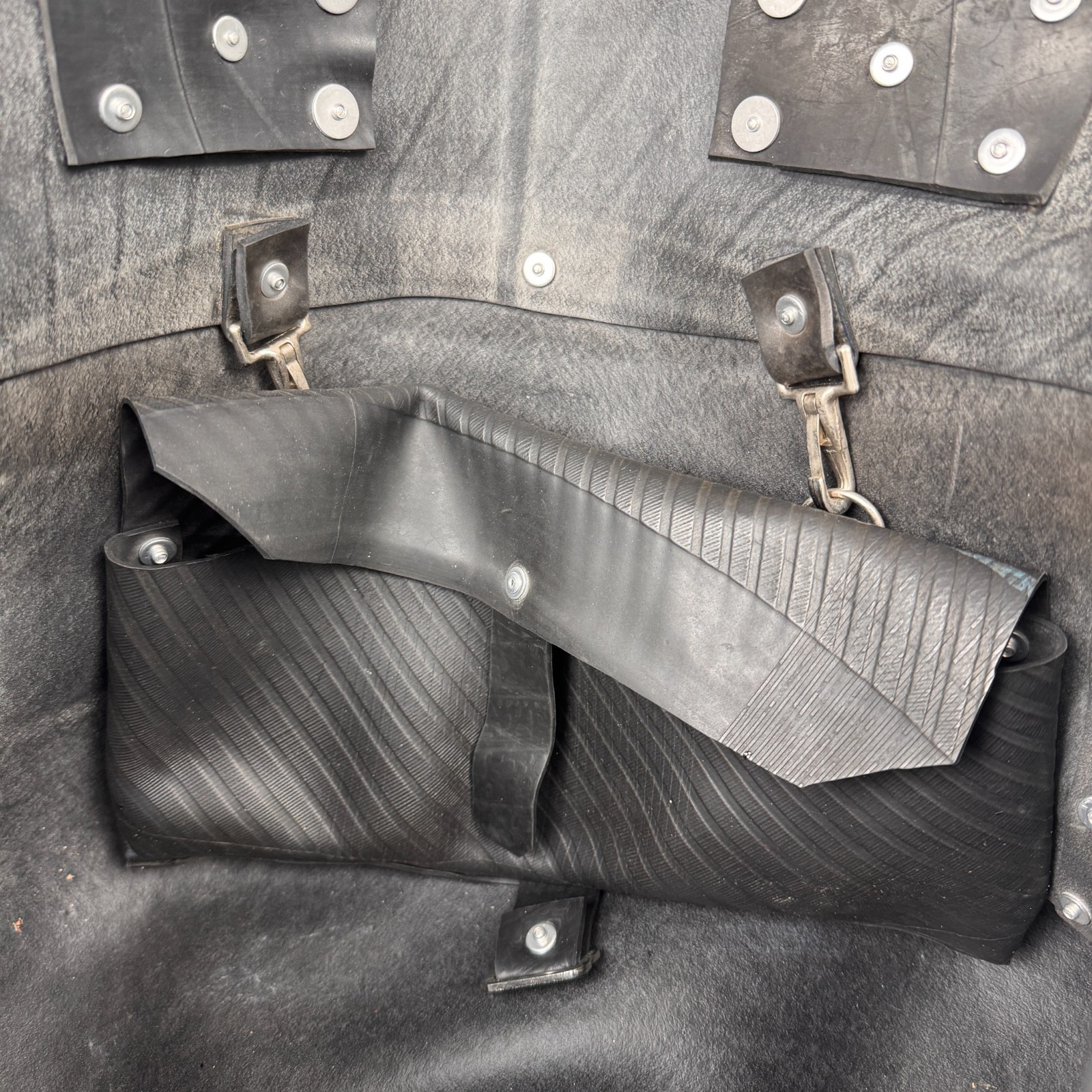 Recycled Rubber Duffle Bag Black | Heavy Duty Travel Weekender Industrial Style