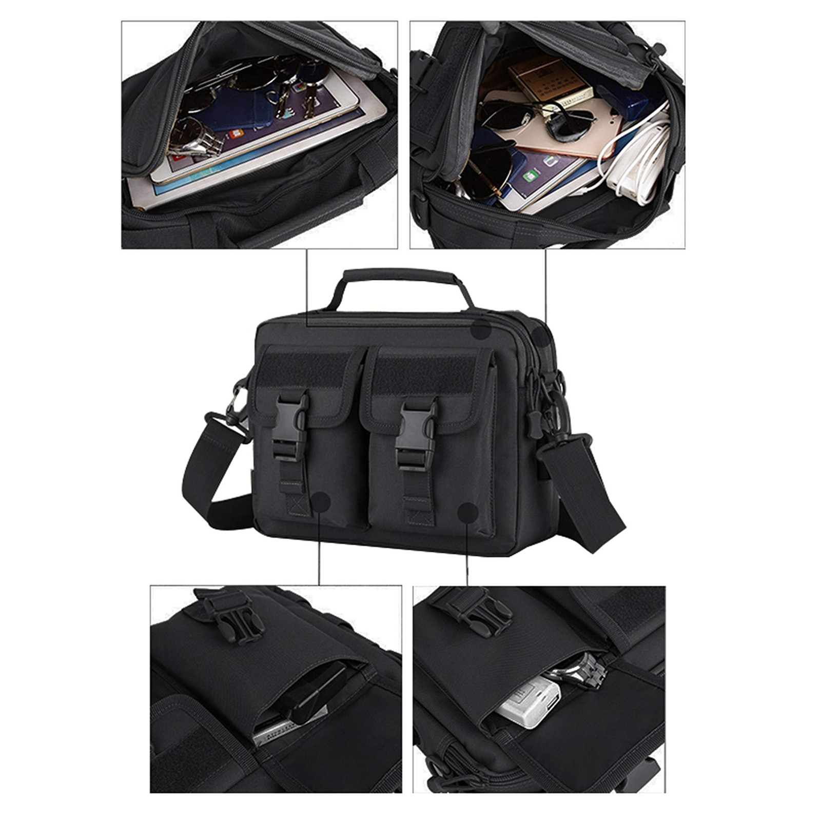 Multifunction Tactical Messenger Bag Nylon Shoulder Briefcase Handbags with U…