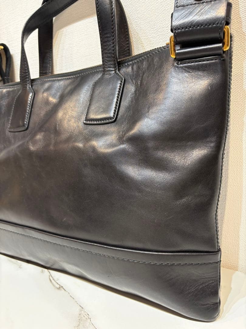 Bally Trainspotting 2Way Briefcase Leather Black Shoulder Bag Used From Japan