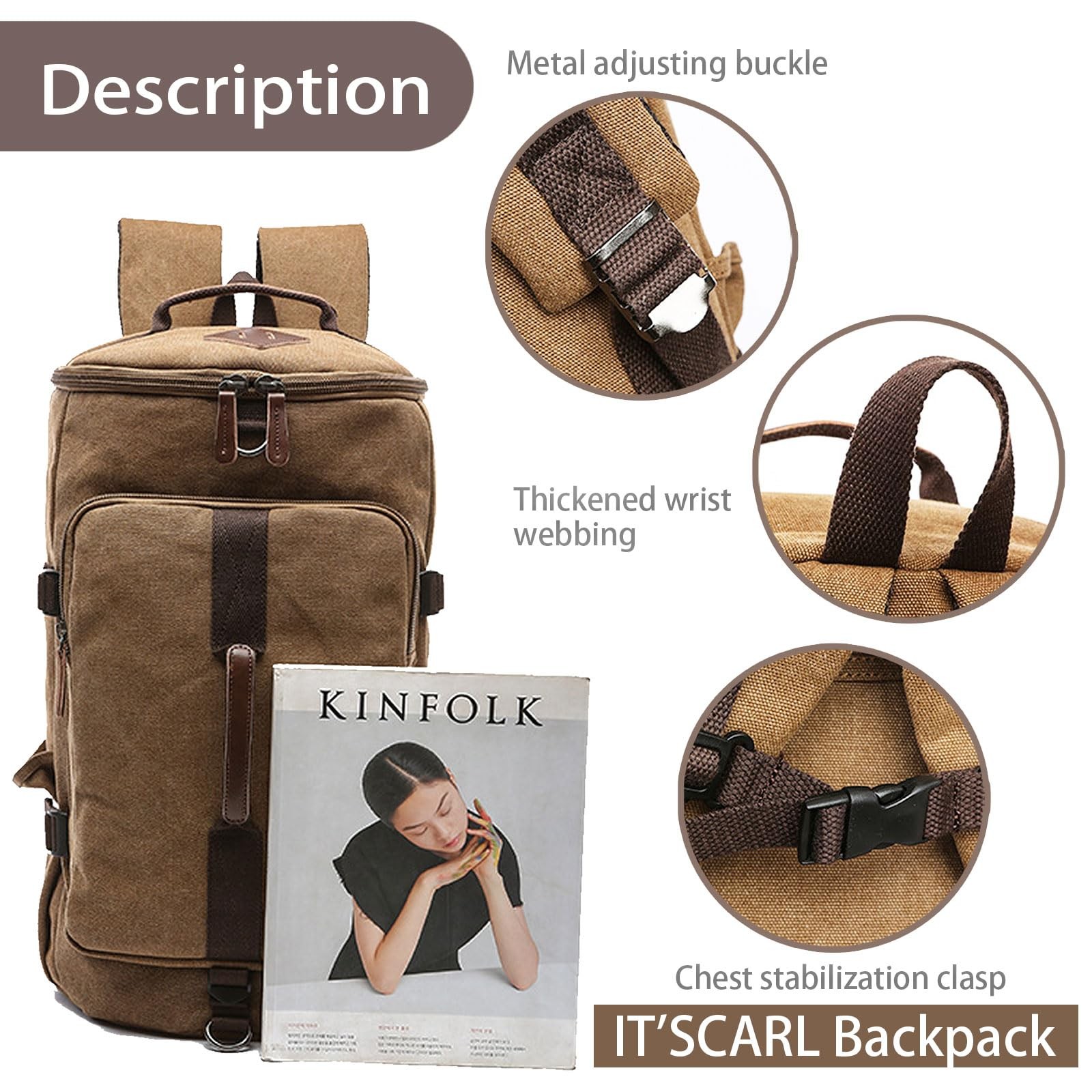 Large backpack for men,Travel backpack,Carry on, Canvas big bag,Work back pac…