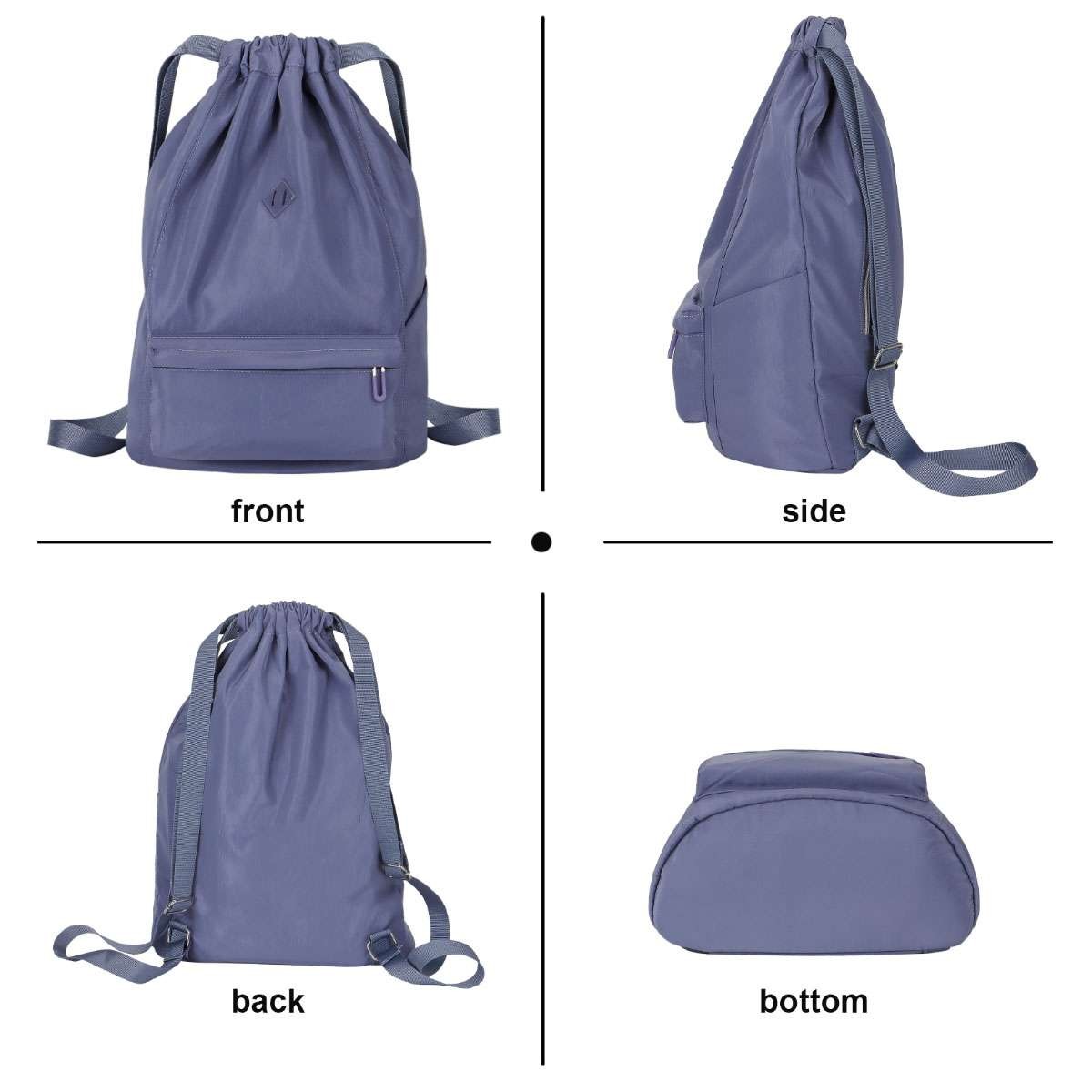 Drawstring Bag Waterproof Lightweight Sports Backpack Pocket For Travel School