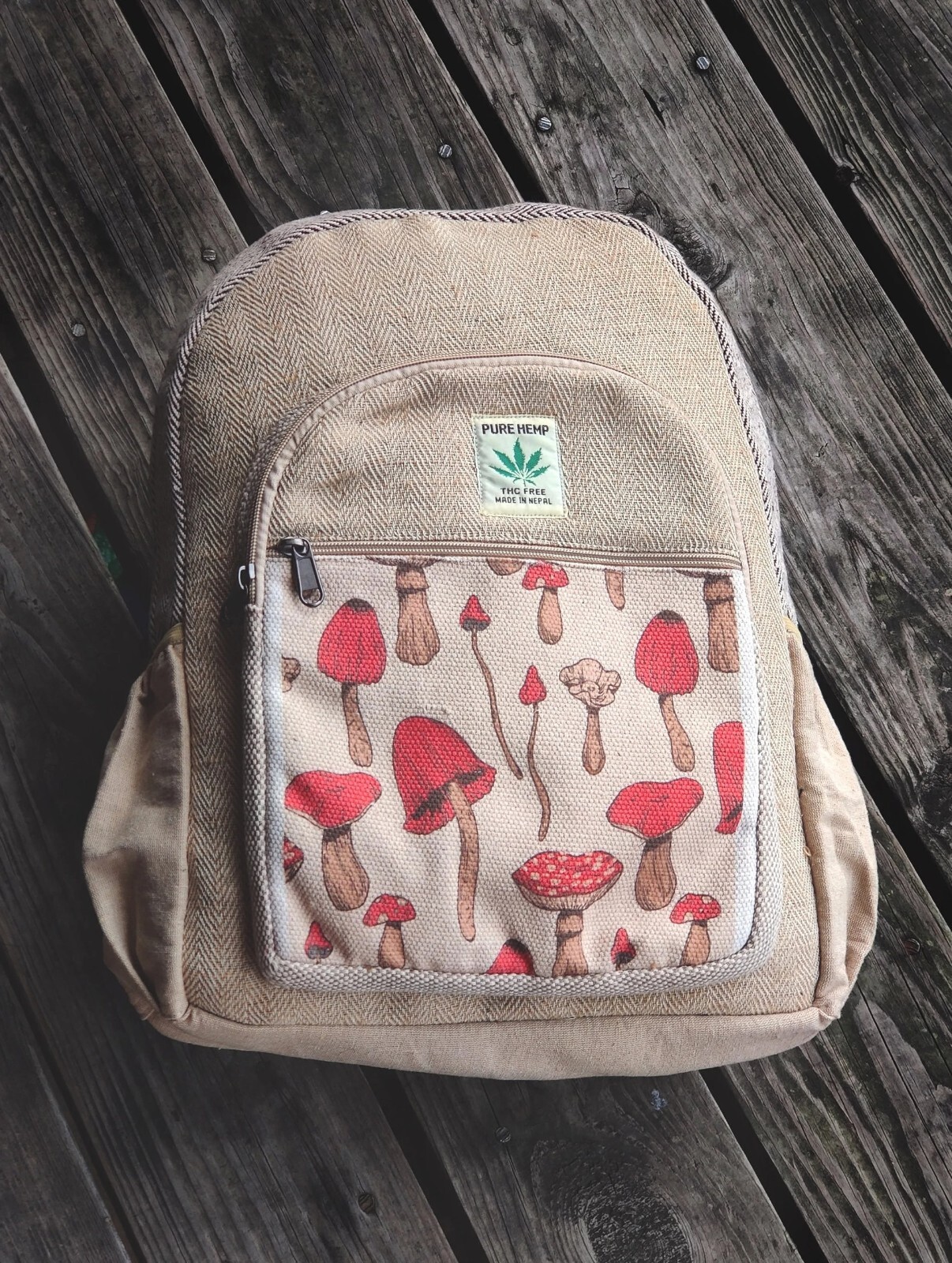 Handmade Hemp Backpack Nepal Boho Bag Laptop Hiking Travel Eco Unisex Gift Bag