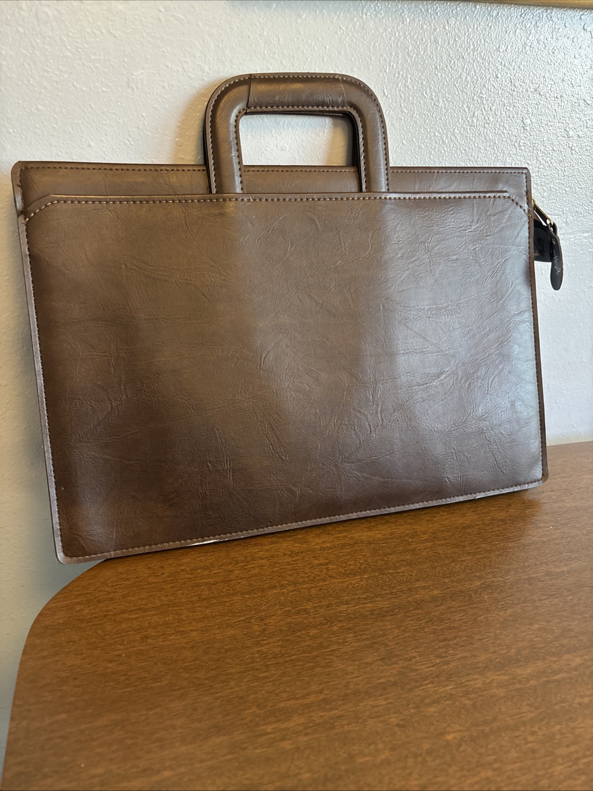 Vintage Hazel Briefcase Zip Close Document Bag Brown Pockets Adjustable Handles