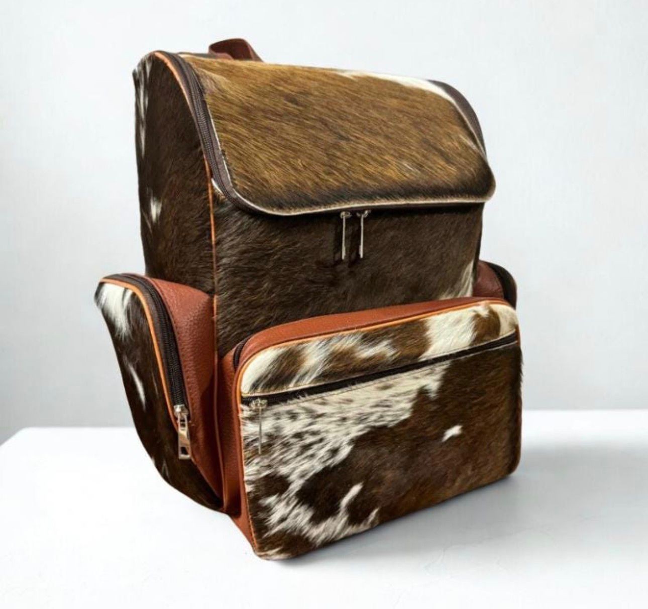Real Cowhide Diaper Backpack Bag, Cowhide Hair on Backpack, Western Backpack Bag
