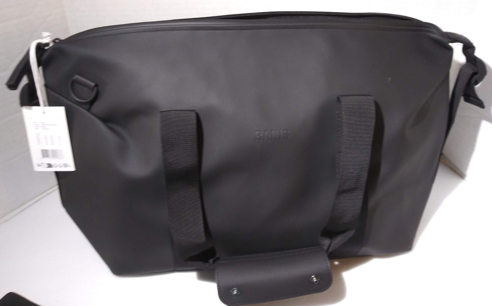 Rains Small Overnight Bag in Black Polyester w/Polyurethane Coat Waterproof Zip
