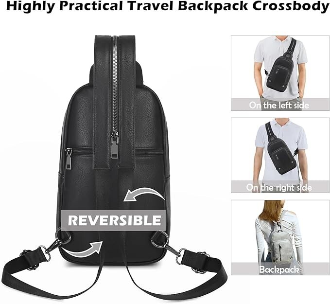 Crossbody Sling Backpack, Causal Unisex Daypack Cross Body Shoulder Purse -Gray