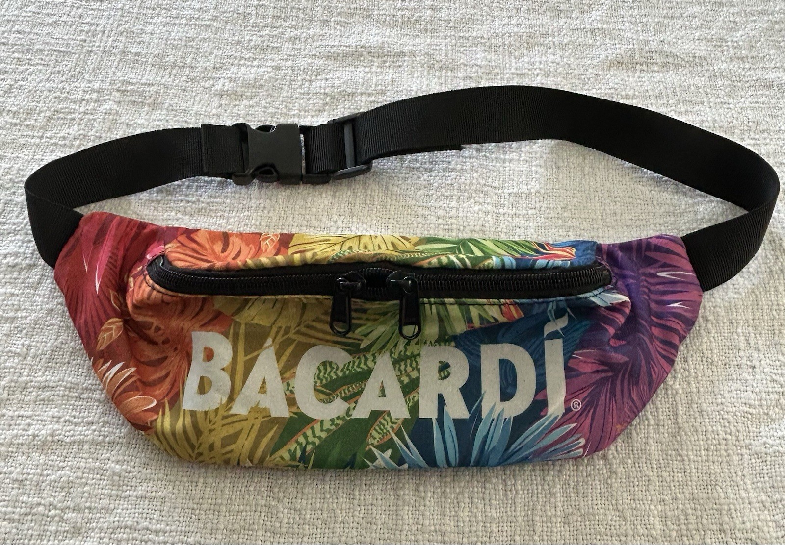 Bacardi Rum Fanny Pack Cross Body Bag Zipped Adjustable tie dye / Rainbow Color