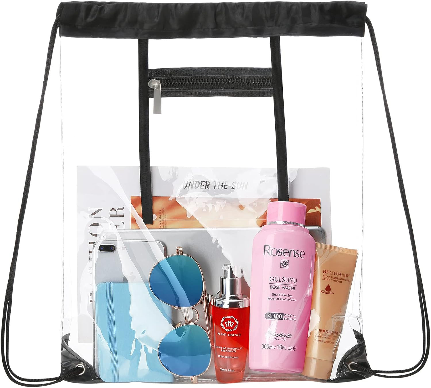 NATURAL STYLE 2 PACK Clear Drawstring Bag Stadium Approved, See through PVC Draw