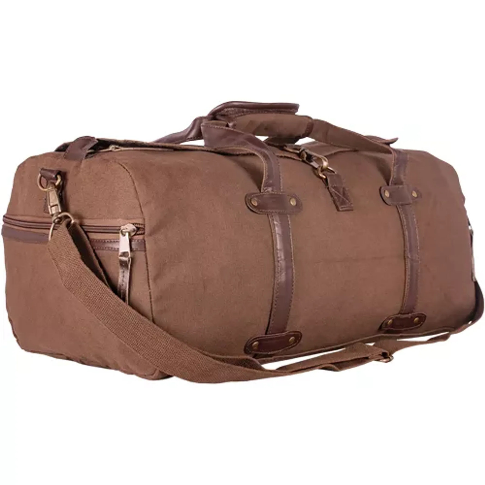 Weekender Duffel Bag, Canvas Travel Gym Overnight Bag – Brown
