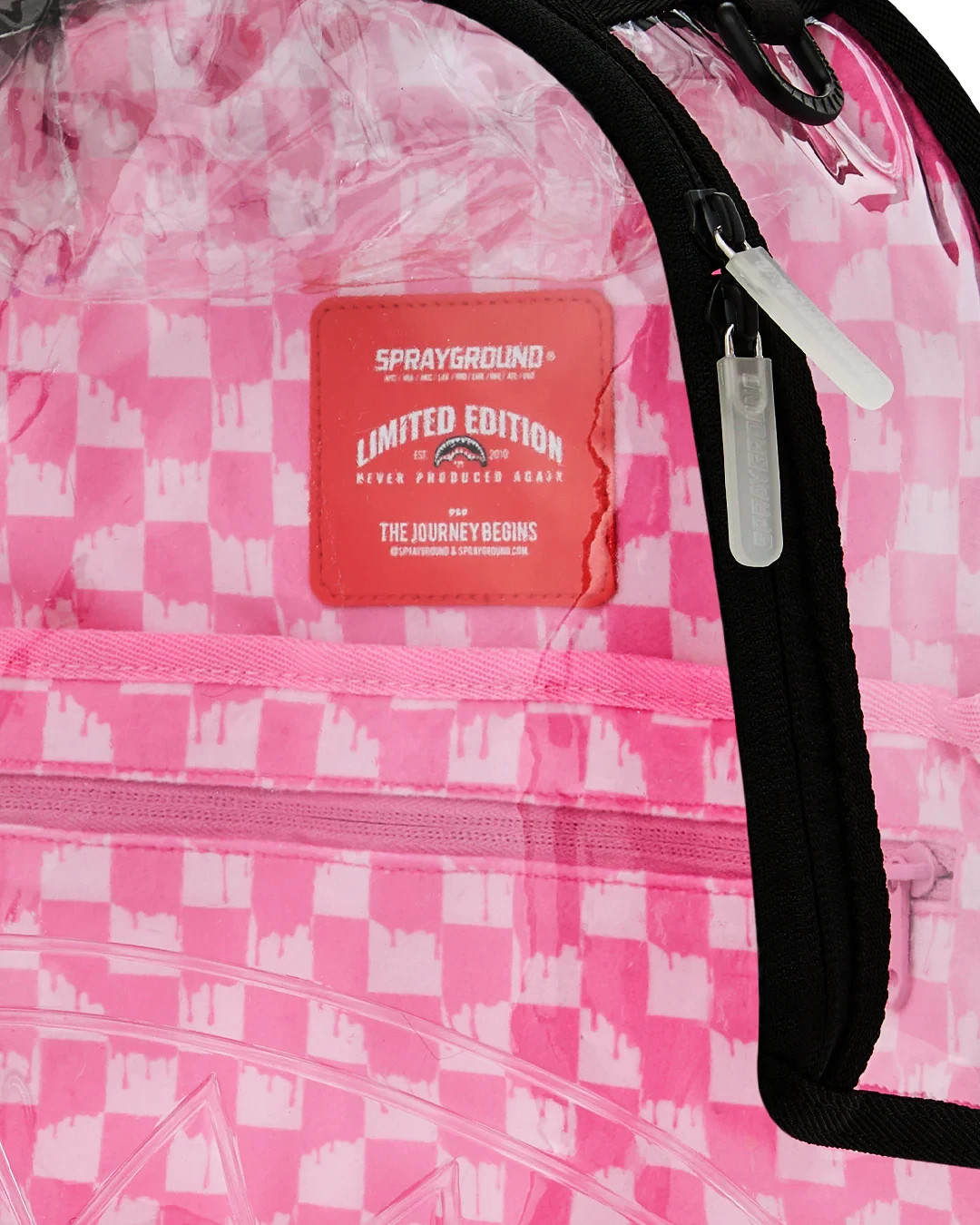 Sprayground PINK DRIP Clear Backpack🔥New PVC Transparent Bookbag School Bag