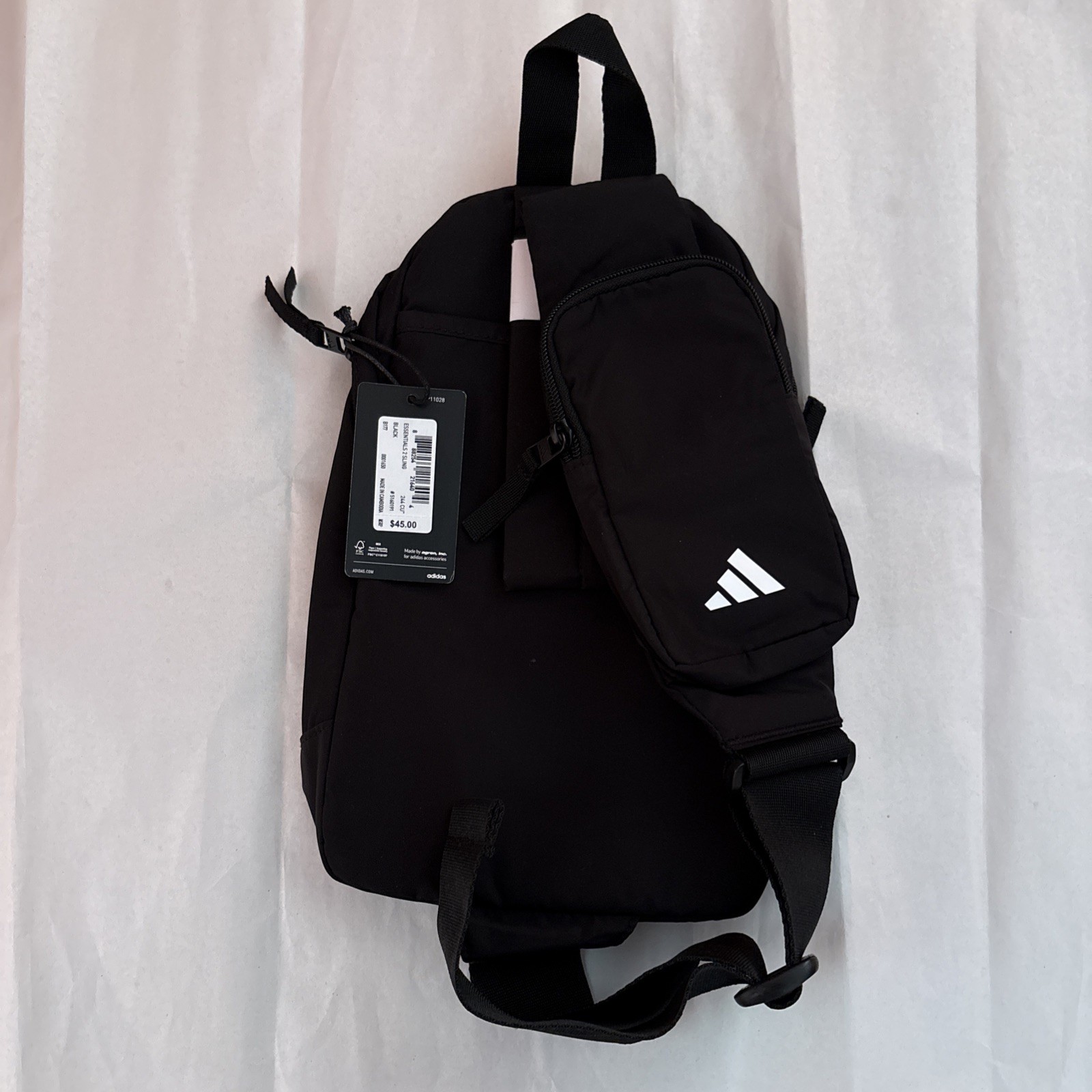 Adidas Essentials 2 Sling Crossbody Bag Black White Logo Unisex Travel Gym Sport