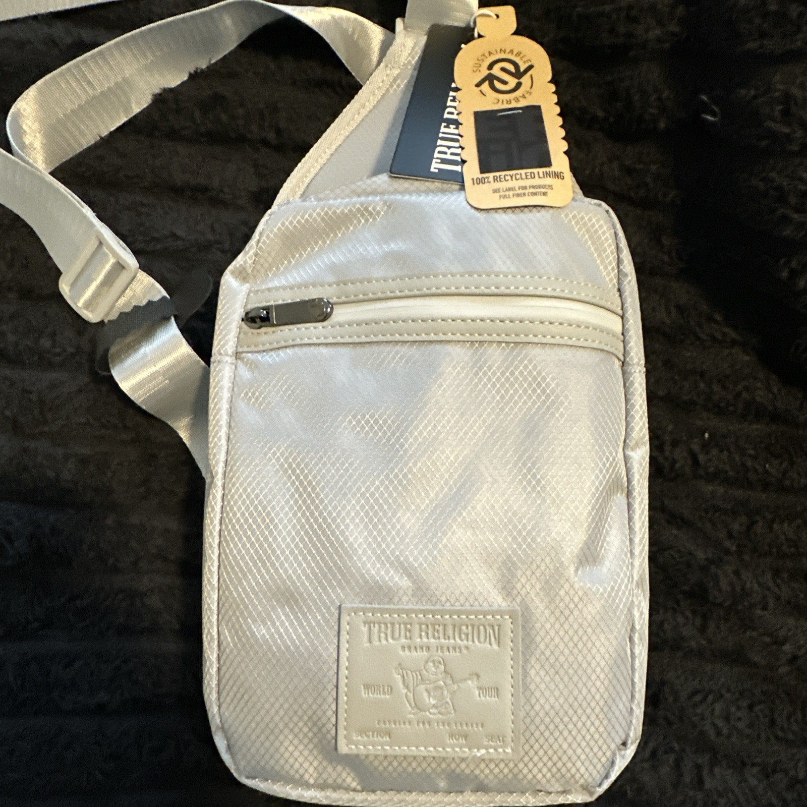 True Religion Buddha Patch Unisex Grey YETA 2.0 Crossbody Bag TR104144 New
