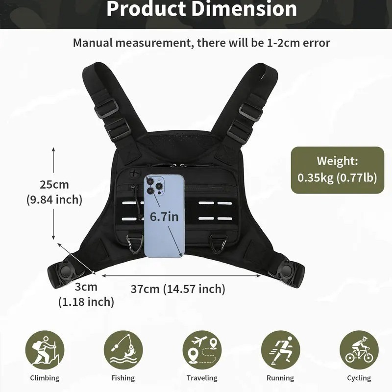 Sport Running Combat Chest Rig Bag Front Pouch Recon Kit Pack Protective Vest