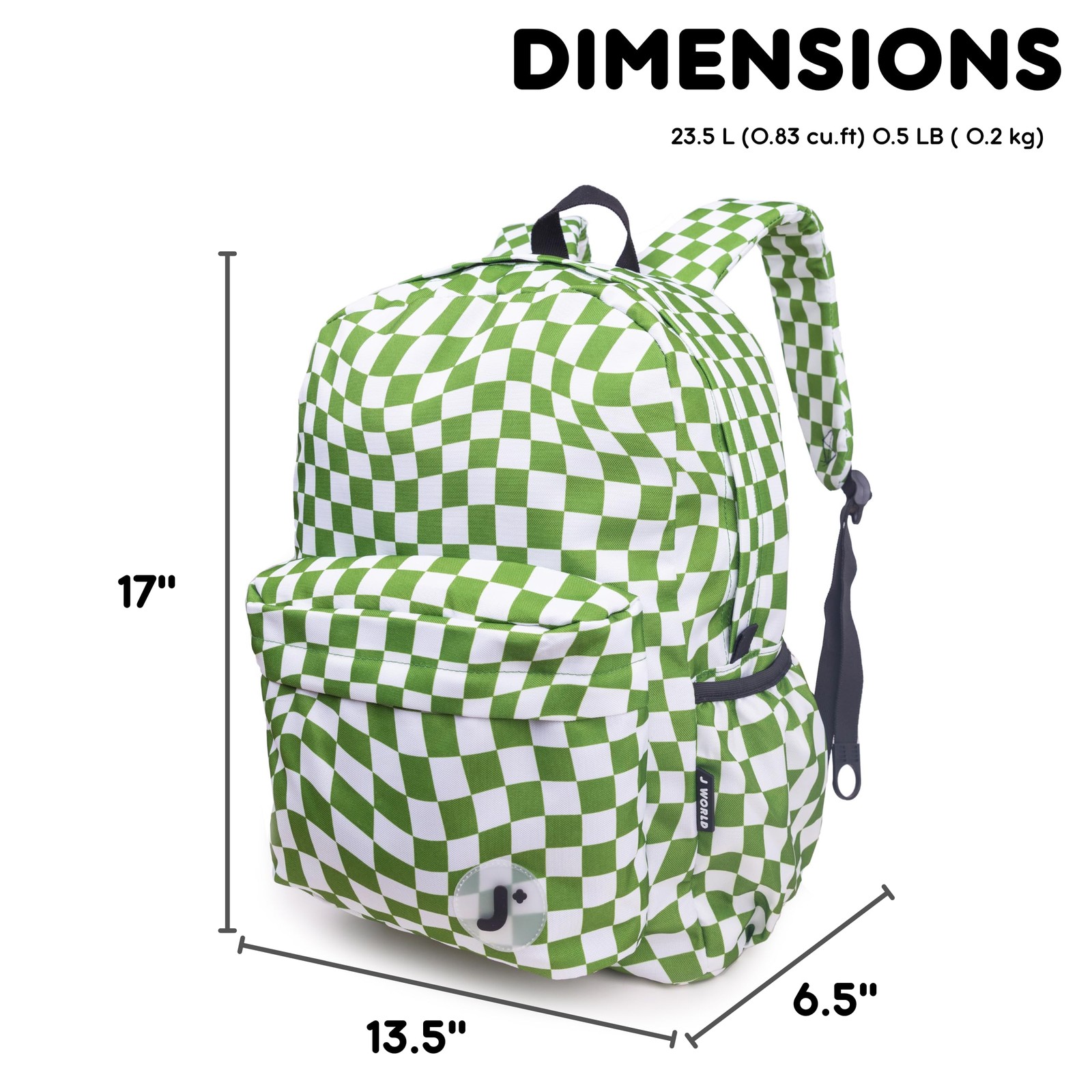 J World Oz Middle School Backpack Kids Laptop Bookbag Matcha Checkers