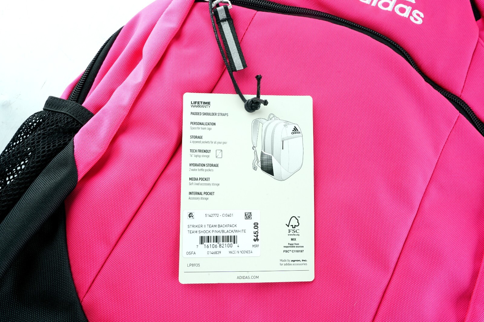 *Adidas Striker II Team Backpack Pink Black Multiple Pockets