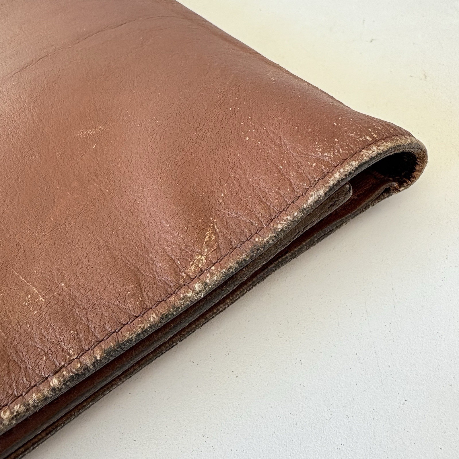 Papini Firenze Brown Leather Briefcase Clutch Bag 15.5”x10.5” Made In Italy