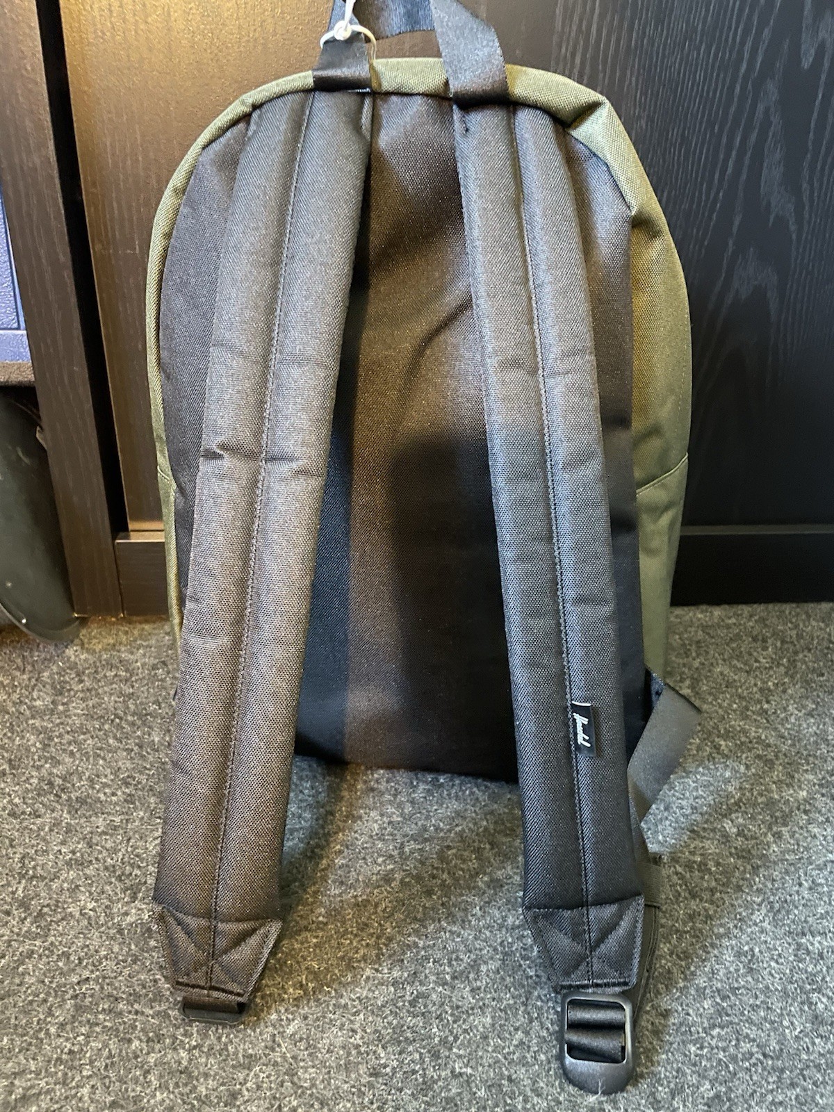 Herschel Ivy Green 20L Backpack Front Zip Pocket Striped Lining Adjustable