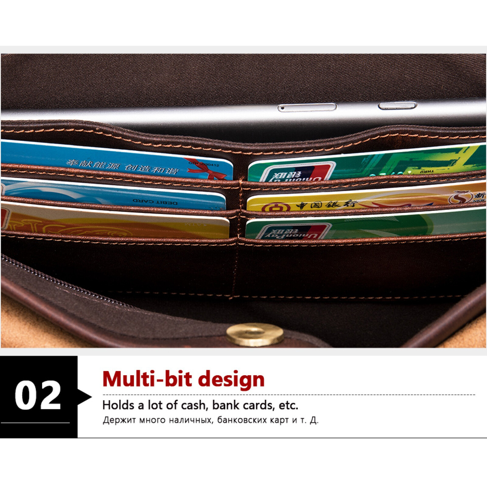 Men’s Leather Clutch Bag with Wrist Strap Business Travel Pouch Workwear Bags Sz