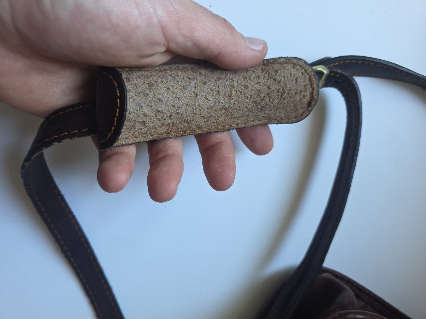 Prodotto Artigianale Vera Pelle Brown Leather Shoulder Messenger Bag Made Italy