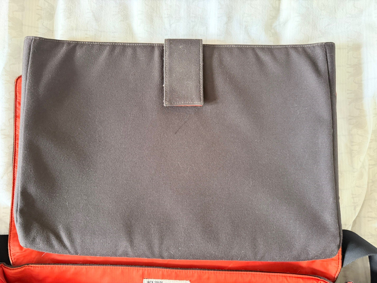 Jack Spade Greene St Messenger Bag – Black/Orange Canvas Laptop Commuter