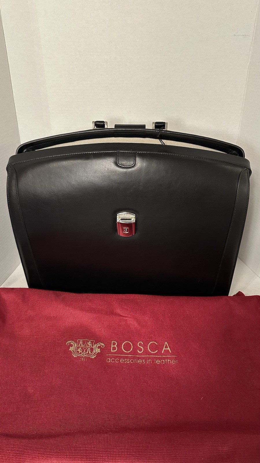Bosca Exquisite Black Leather Briefcase