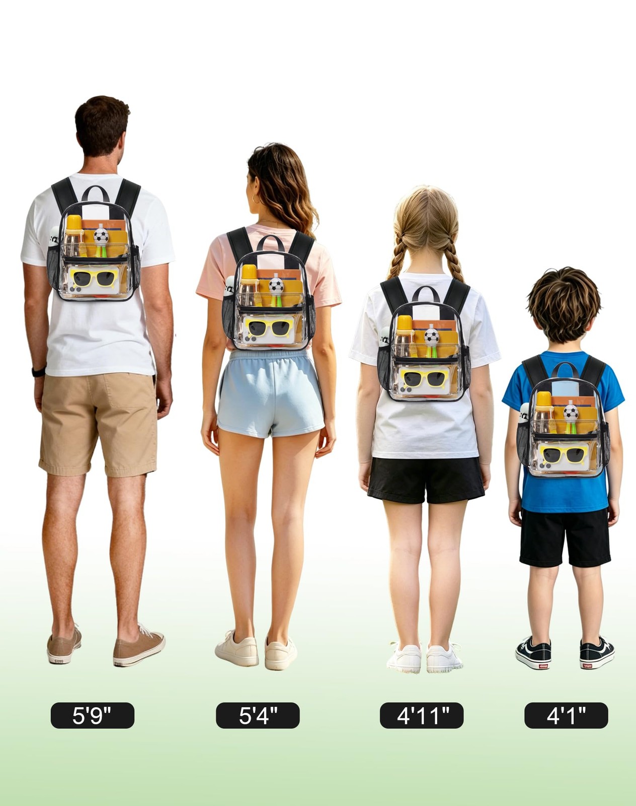 Clear Backpack for Stadium Events, 12x11x6 Inches Stadium Approved