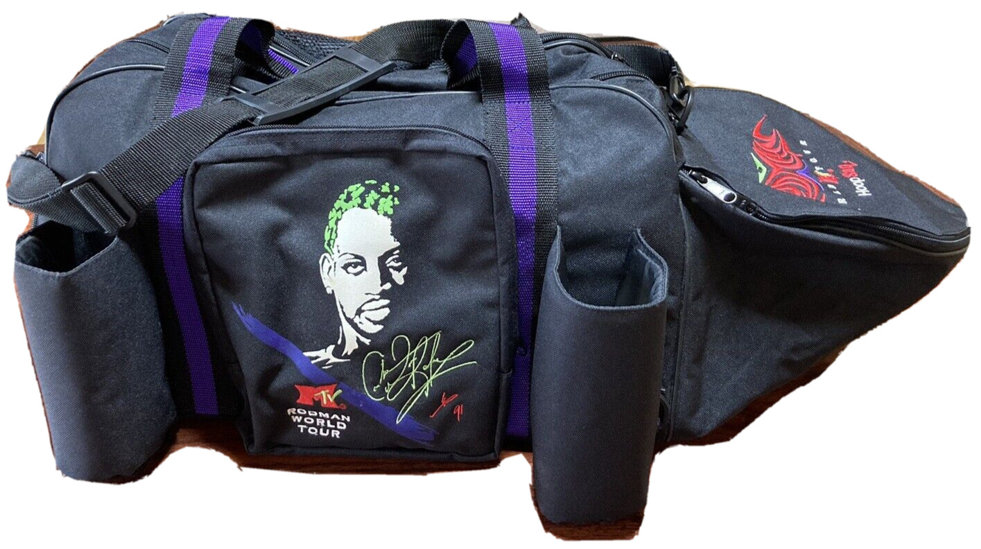 Dennis Rodman NBA Chicago Bulls MTV World Tour Hoop Saq Basketball Duffel Bag