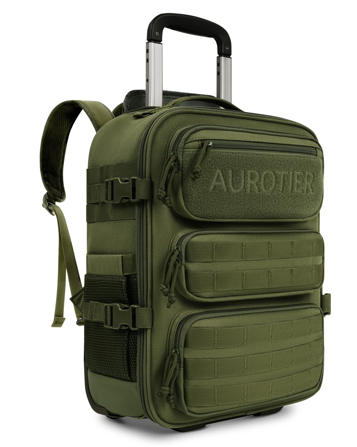 Tactical Rolling Laptop Backpack, 16″ Wheeled Travel Bag, Molle Outdoor Carry-On