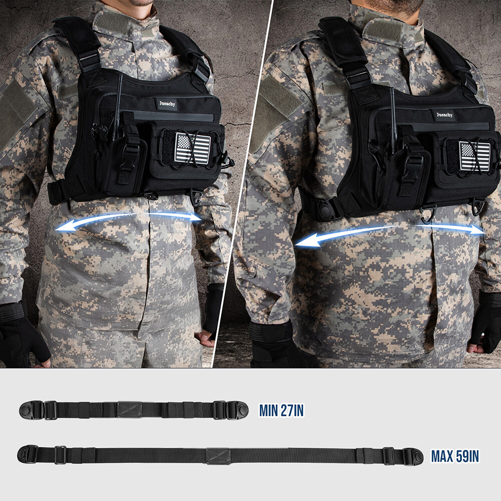 Black Tactical Combat Chest Rig Bag Front Pouch Recon Pack Sport Protective Vest