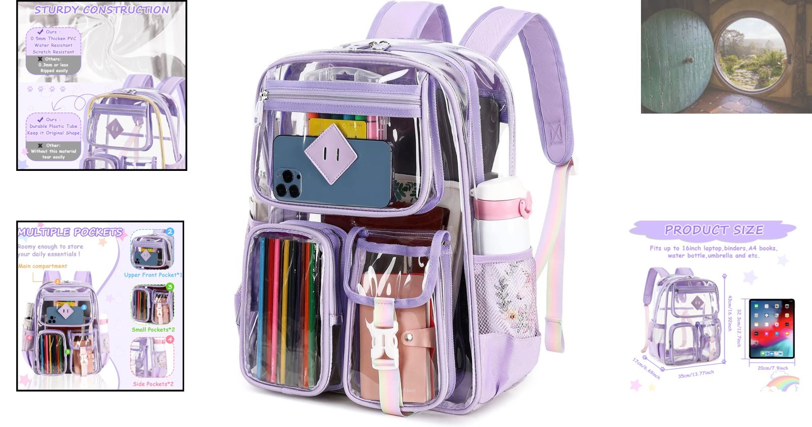 Vibrant See-Through Backpack with Reinforced Stitching – Ideal for All Occasions