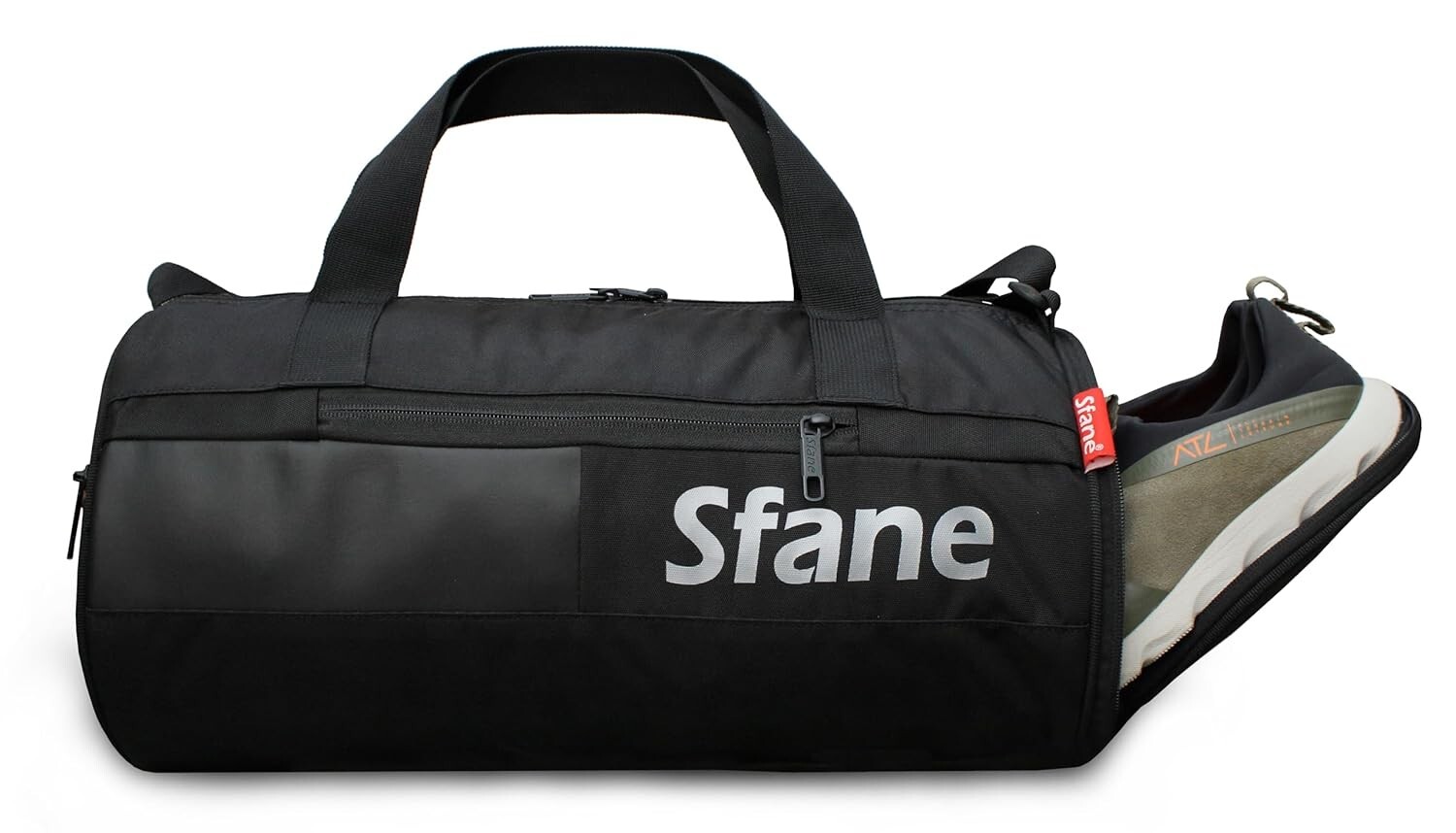 Polyester 23cm Duffle Gym Bag with Separate Shoe Compartment Black