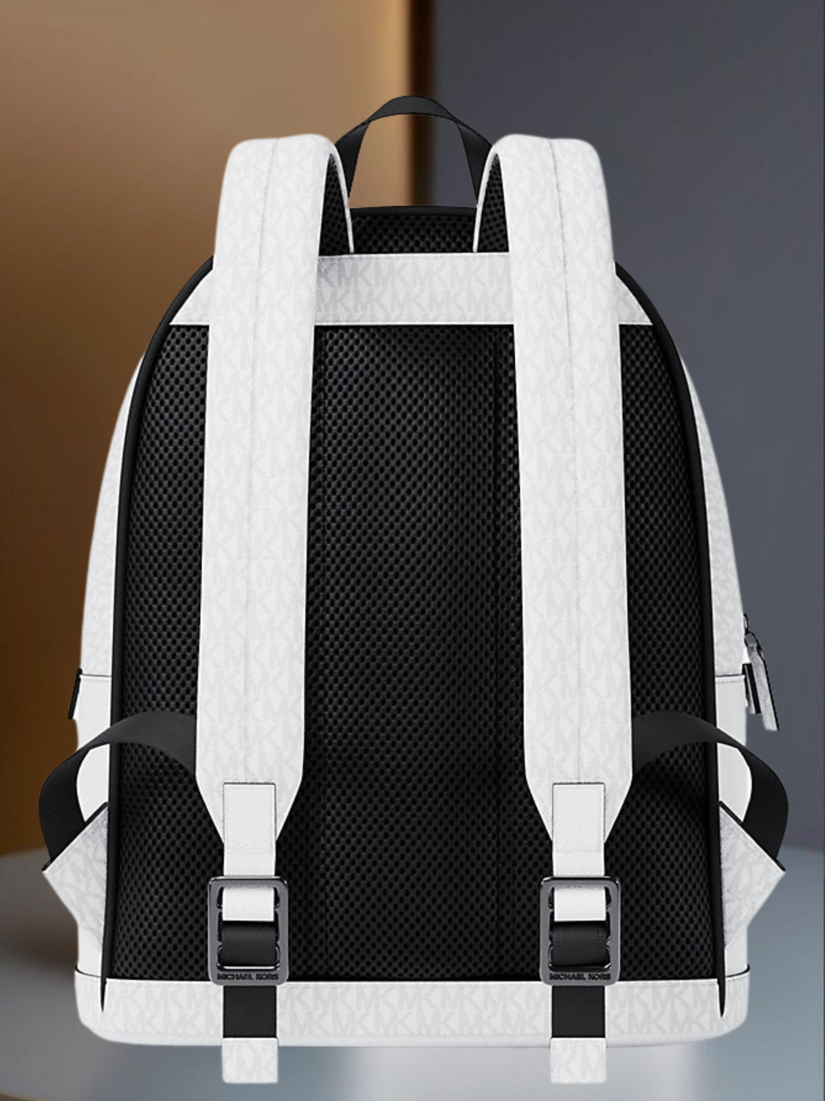 Michael Kors Cooper Men Medium Leather and Logo Commuter Backpack Bright White