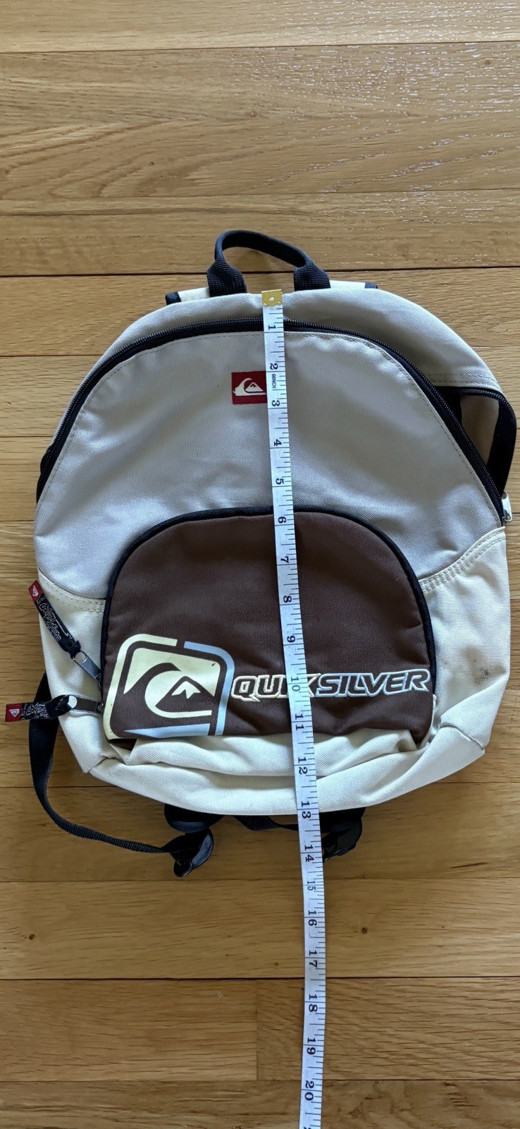 Quiksilver Beige Brown Black Medium Backpack Men’s Adjustable Strap Pockets