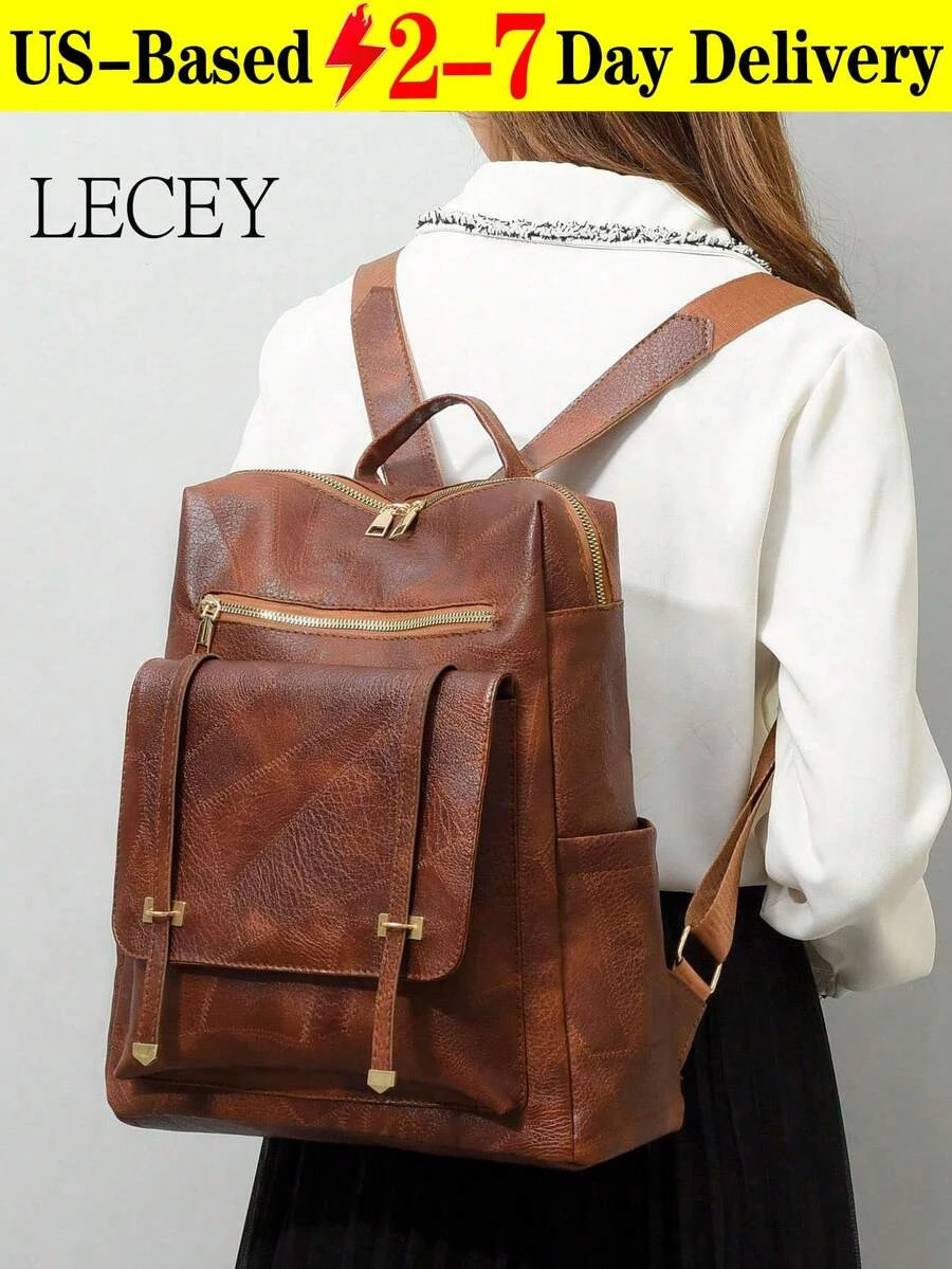 Vintage Flap Pocket Front Backpack Large Capacity Rookies White-Collar Workers
