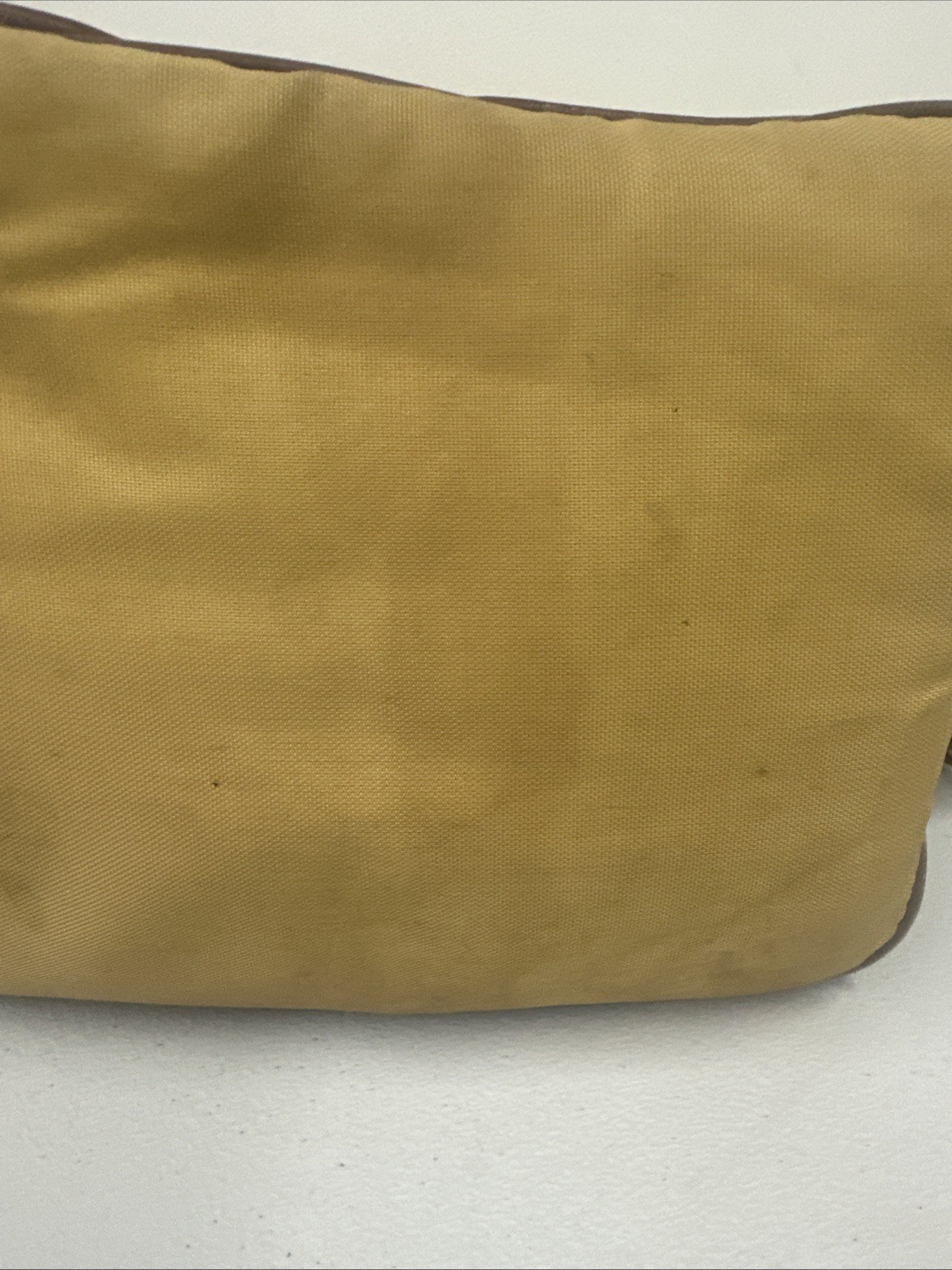 Canon Camera Bag Beige Brown Leather Canvas Zip Pockets W/Strap & Handle WORN