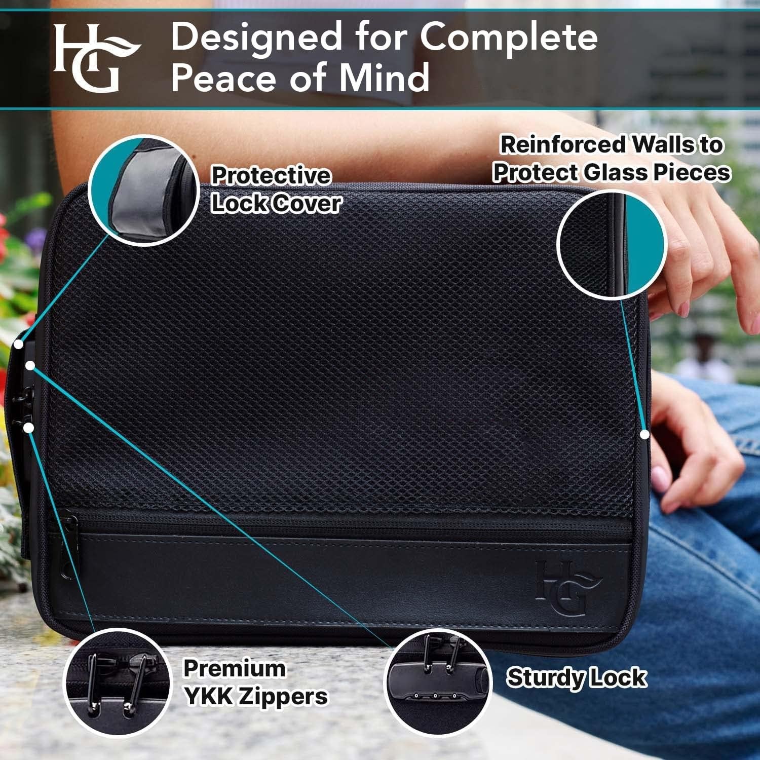 Herb Guard Large Smell Proof Bag & Case with Combination Lock (Holds L, Black