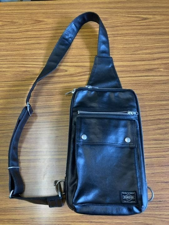 PORTER FREE STYLE SLING SHOULDER BAG 707-06127 Black W17H29D2cm Used Japan t56