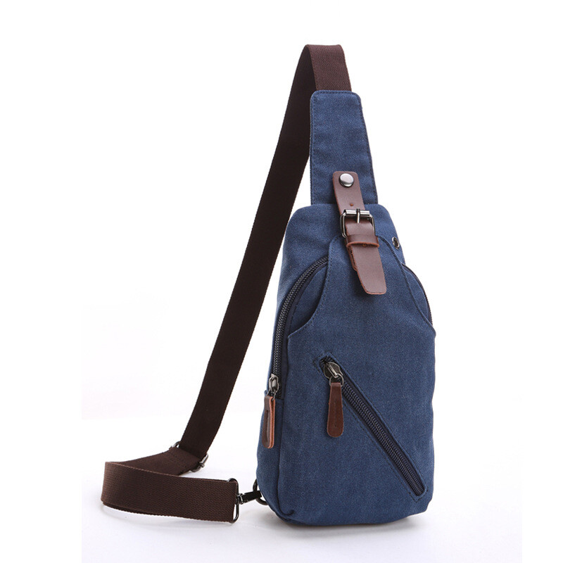 Men’s Single Shoulder Diagonal Backpack Canvas Chest Bag Outdoor Leisure Bag