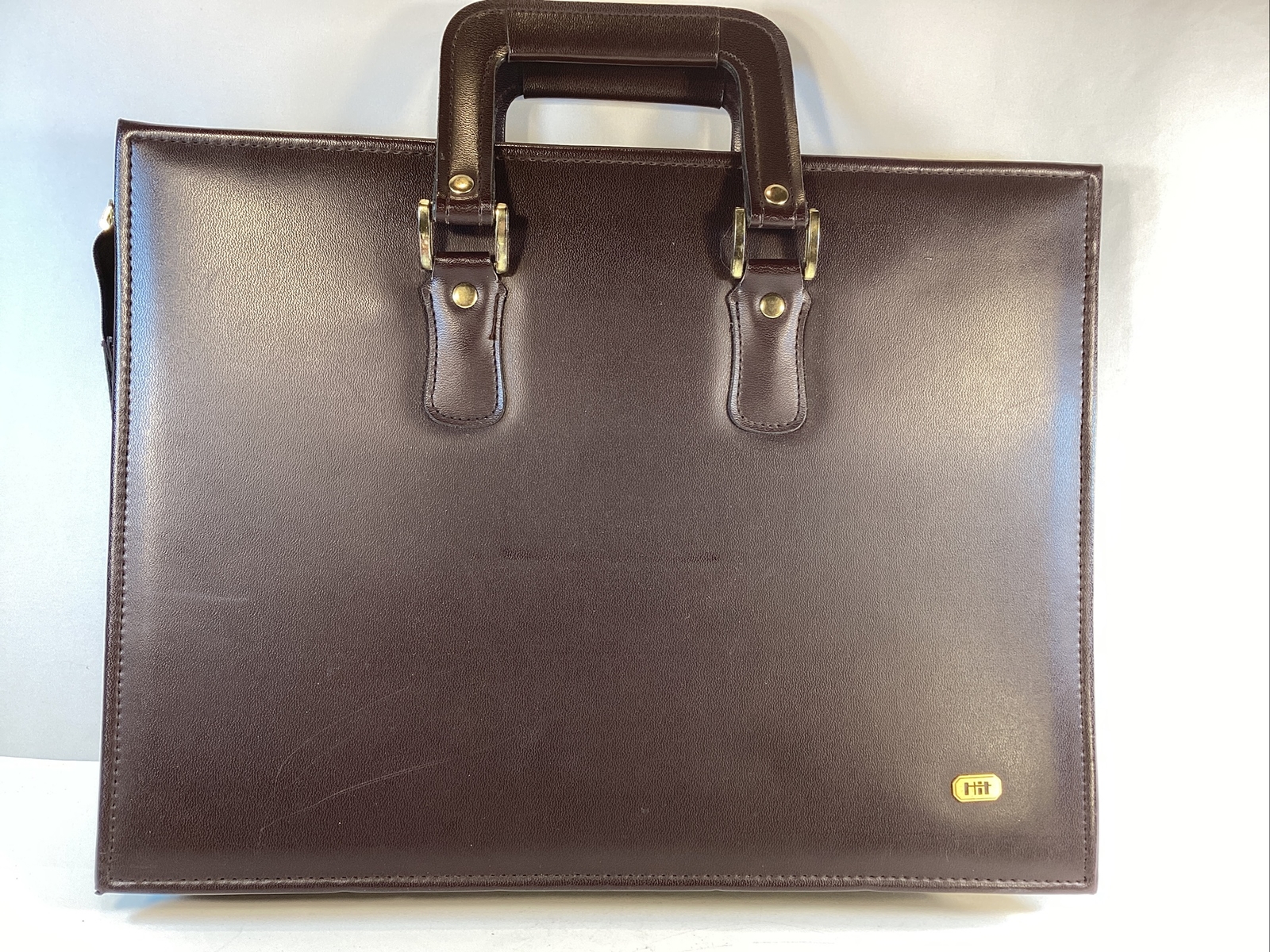 Vintage HIT Brand Brown Leatherette Briefcase Documents Bag