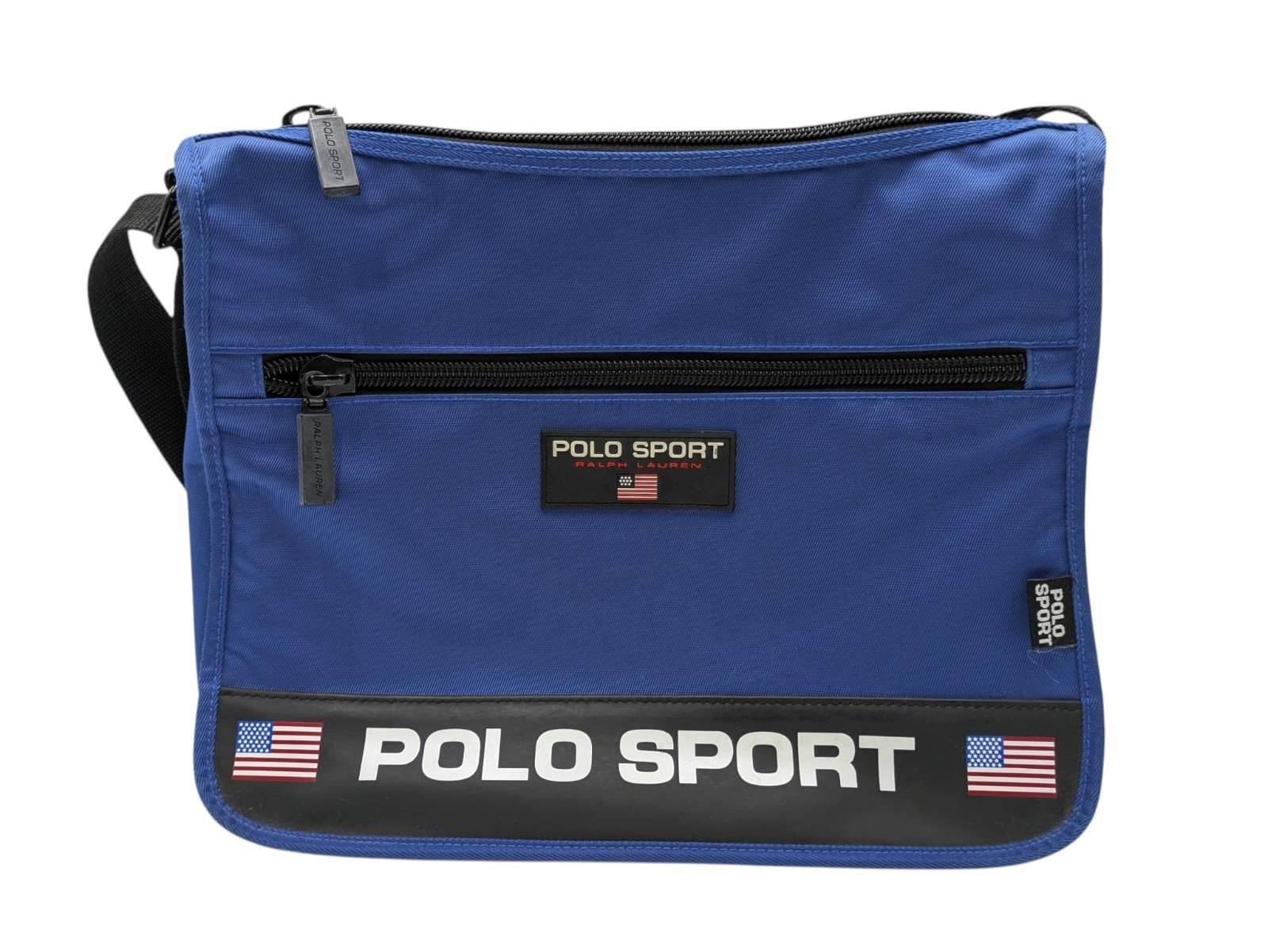 Vintage Polo Sport Ralph Lauren Messenger Bag Crossbody USA Flag Shoulder READ